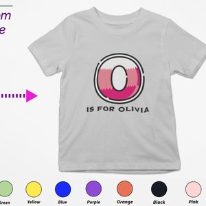 Camiseta infantil personalizada, presente para meninas pequenas - iniciais personalizadas o em camisa, presente para crianças, aniversário e camisa de natal, presente para crianças