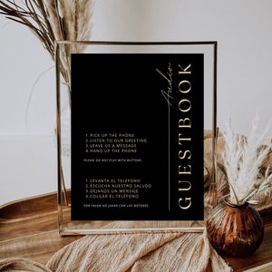 Printable Audio Guestbook | Audio Guestbook Template | Bilingual Audio Guestbook | Spanish English Audio Guestbook Template | Wedding Sign