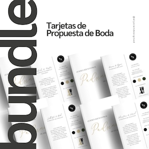 Tarjetas de Propuesta de Boda / Propuesta de Lazo, Anillos, Arras, Ramo, Cojines, Biblia y Rosario y Velacion / Paquete editable en español