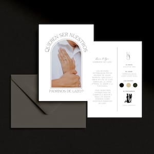 Modelo espanhol moderno Padrinos de Lazo | Tarjeta Digital Para Padrinos de Lazo | Cartão de proposta de casamento católico