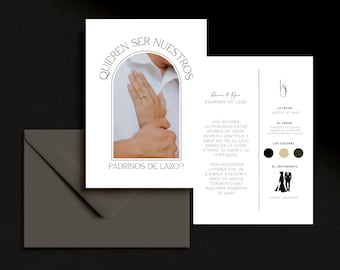 Modern Spanish Padrinos de Lazo Template | Tarjeta Digital Para Padrinos de Lazo | Catholic Wedding Proposal Card