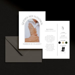 Modern Spanish Padrinos de Velacion Template | Tarjeta Digital Para Padrinos de Velacion | Catholic Wedding Proposal Card