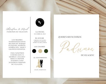 Spanish Padrinos de Velacion Template: Customizable and Ready-to-use | Padrinos de Boda Catolica | Padrino de Velacion Proposal Card