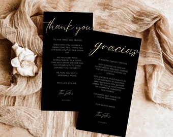 Bilingual Wedding Thank You Place Card Template (Digital Download)