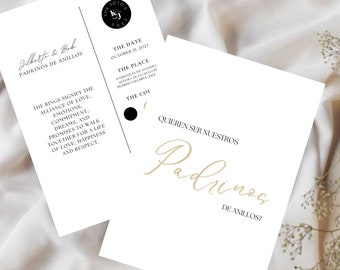 Padrinos De Anillos: Spanish and English Template | Bilingual Printable Padrinos de Anillos Card | Padrinos De Boda | Catholic Wedding Card