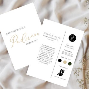 Padrinos De Biblia y Rosario: Spanish and English Template | Bilingual Printable Padrinos de Biblia y Rosario Card | Padrinos De Boda