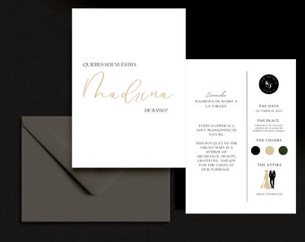 Madrina de Ramo Card Template: Bilingual Catholic Wedding (Printable)