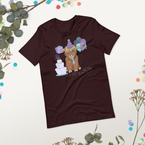 Happy Birthday Fergus T-Shirt - Scottish Highland cow celebrates