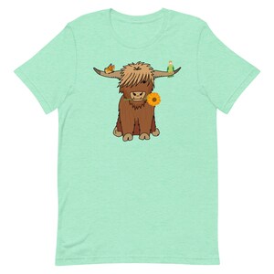 Scottish Fergus in Spring Time T-Shirt - Highland Cow exotic