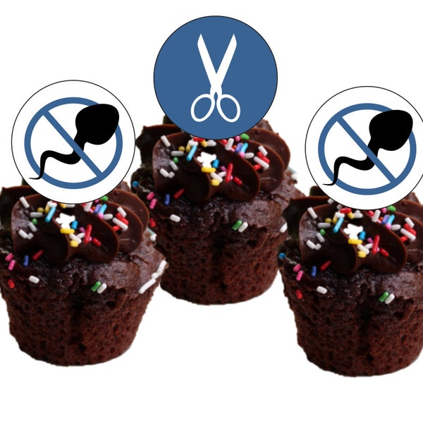 Vasectomy party cupcake toppers