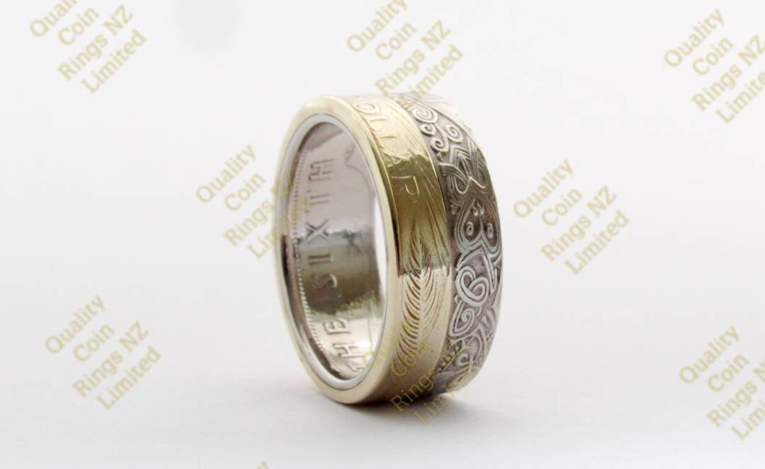 Combination Coin Ring Using the NZ Dollar and NZ Half Crown With ...