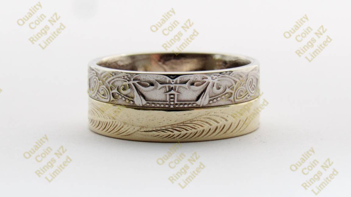 Combination Coin Ring Using the NZ Dollar and NZ Half Crown With ...