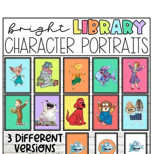 Brights Klassenzimmer Bibliothek Buch Charakter Porträts für die Charakter Galerie Wand