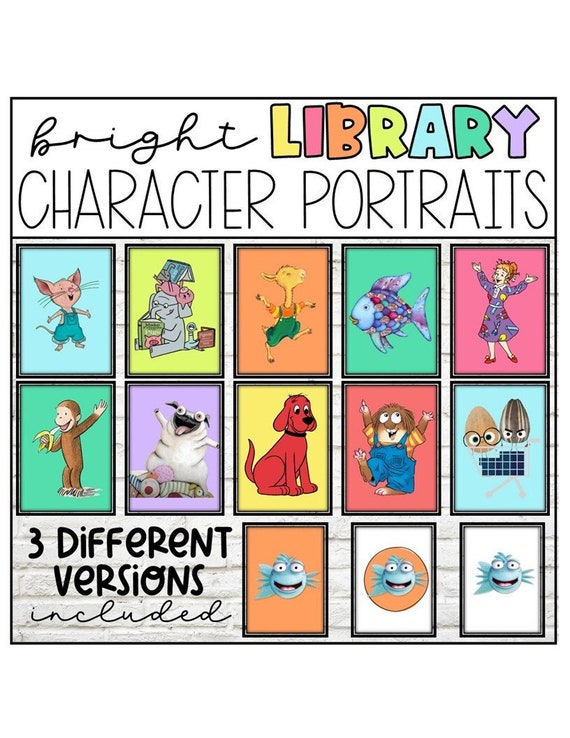 Brights Classroom Library Book Character Portraits for Character