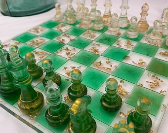 Customizable epoxy resin chess board board game