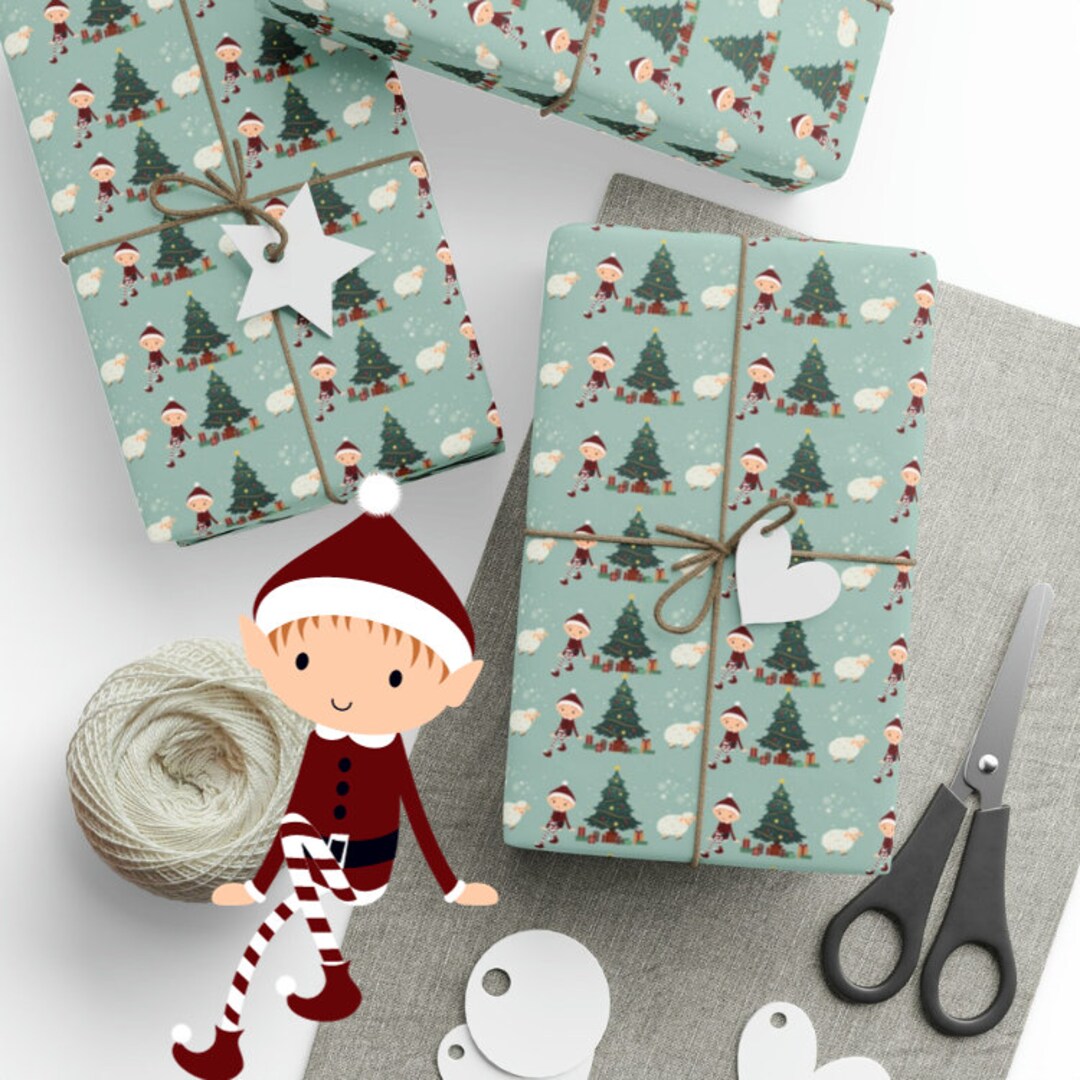 Elf Christmas Gift Elf Wrapping Paper Christmas Packaging Etsy