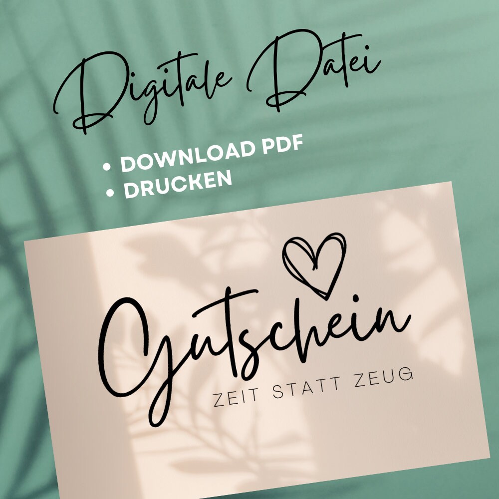 Gutschein Zeit statt Zeug individueller Gutschein Etsy Schweiz