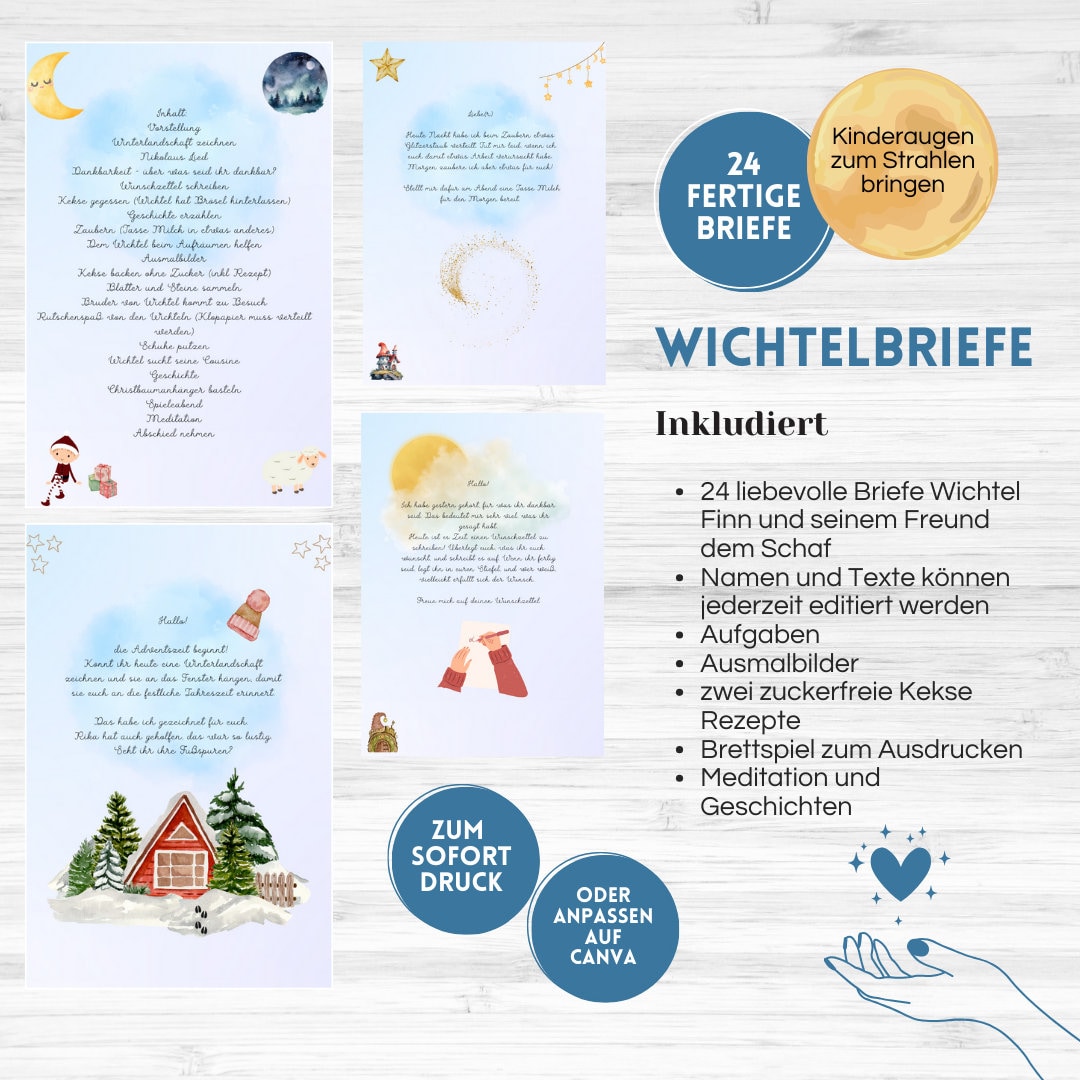 Wichtelbriefe 24 Vorlagen zum Ausdrucken oder vorab zum - Etsy.de
