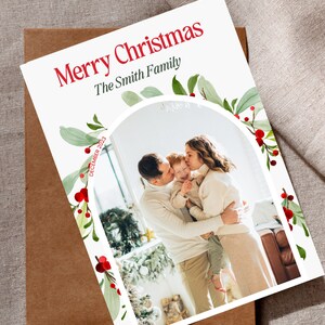 Watercolor Delicate Mistletoe Garland Christmas Card