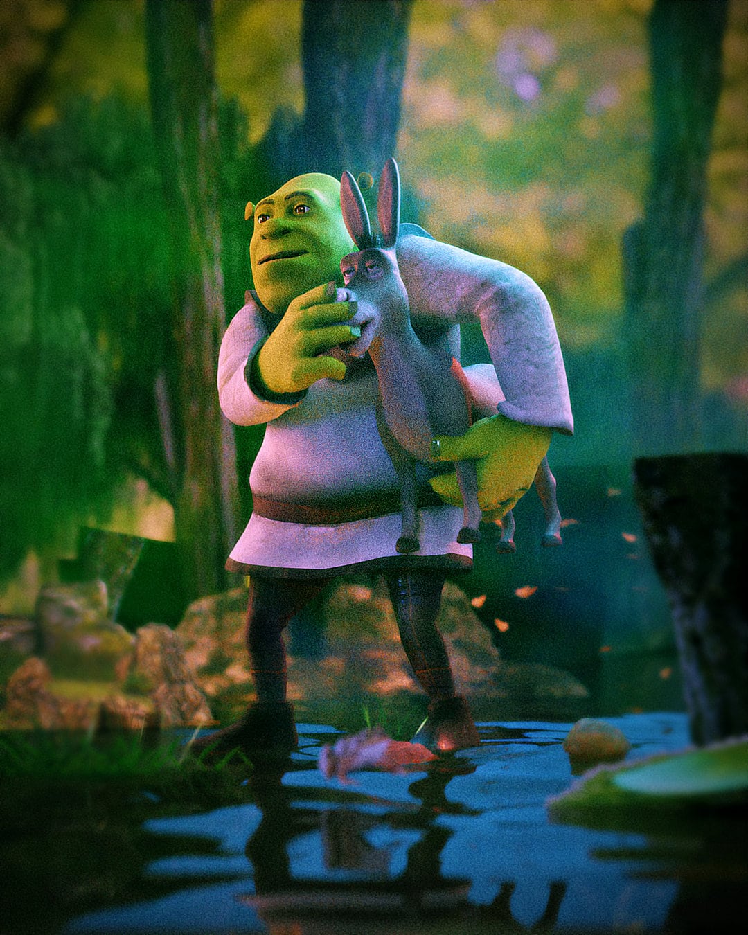 Shrek Carrying Donkey Through Swamp Etsy