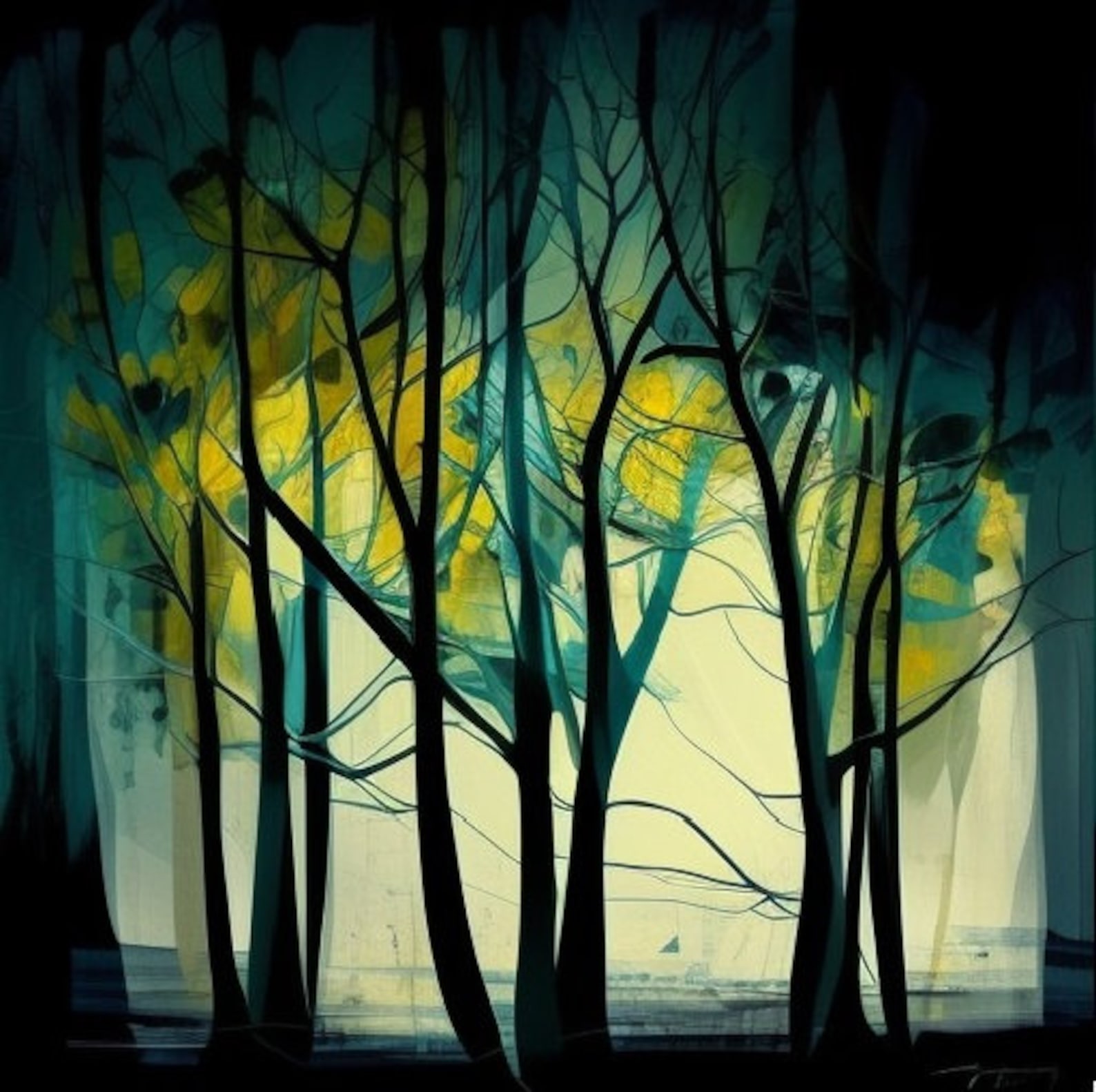 Calming Tree Drawing Beautiful Calming Trees - Digital Art - Handmade - for Living Space ...