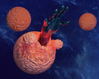 Breaking Free - Arte Digital - Mano saliendo de un planeta/célula en el espacio