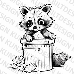 Racoon Cartoon SVG, Downloadable Racoon, Trash Panda, Cute Cartoon Racoon