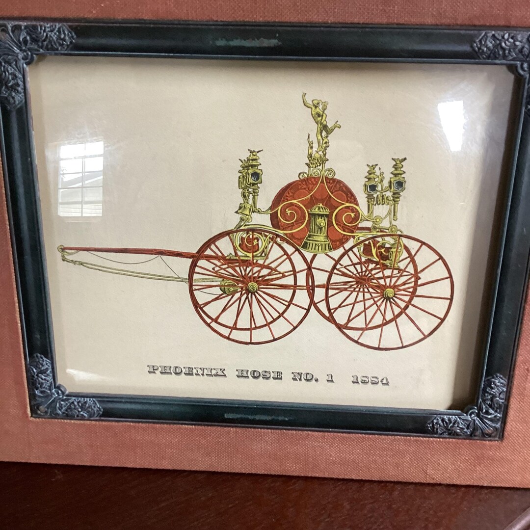Vintage 18301884 Fire Engine Print 13” X11”