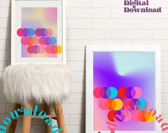 Abstract poster Dots, Digital download, relax colors, 90s style, Dots abstract, funny, blur colors, gradients