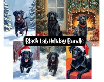 Paquete navideño de labrador negro (descarga digital)
