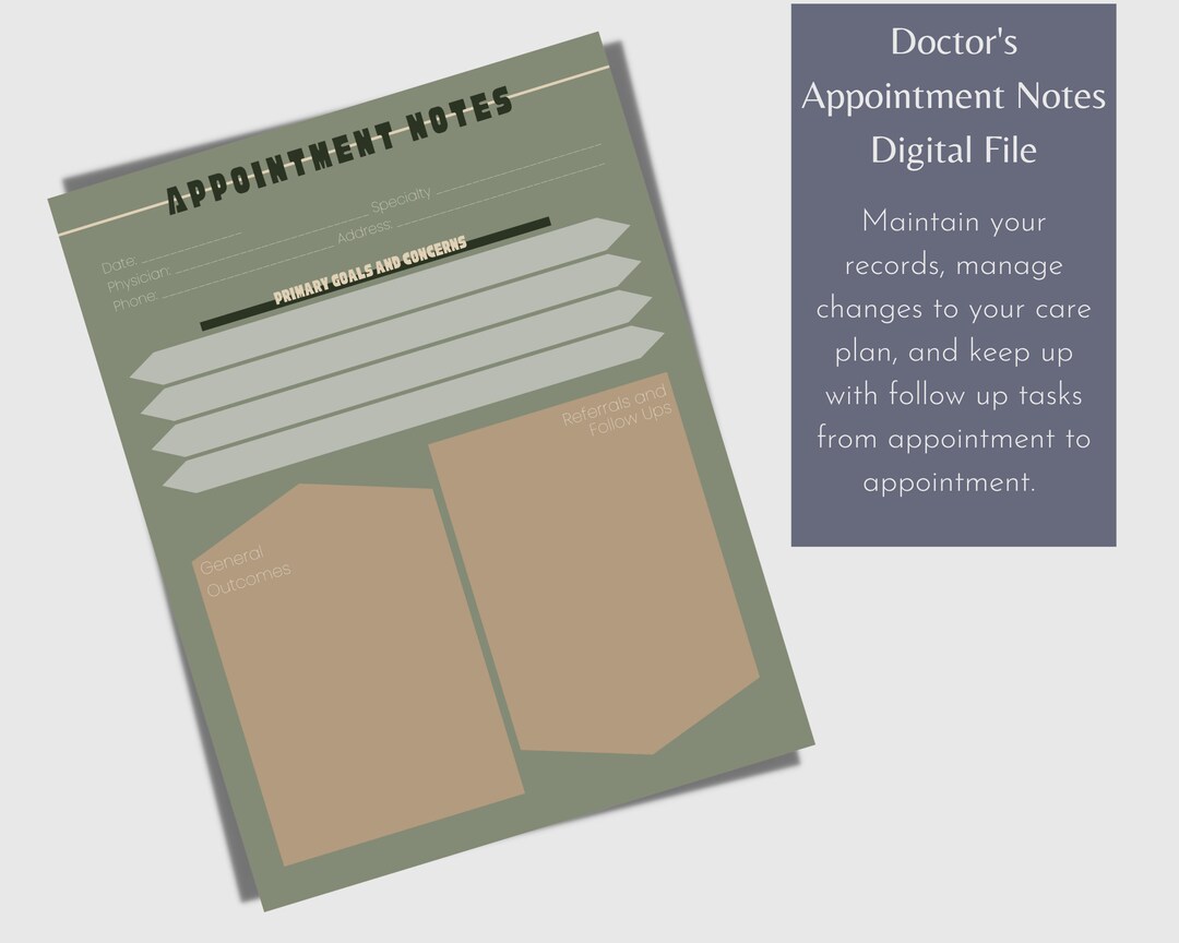 Doctor's Appointment Notes Digital File (sophia) | for Disability ...