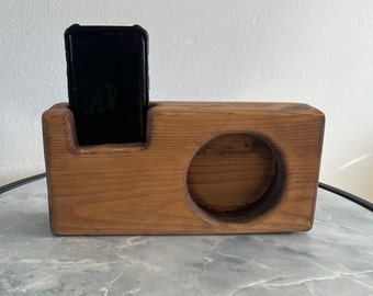 Handcrafted Powerless Wood Phone Speaker | Portable Speaker, Sound Amplifier, Wood Anniversary Gift, Unique Gift for Him or Her