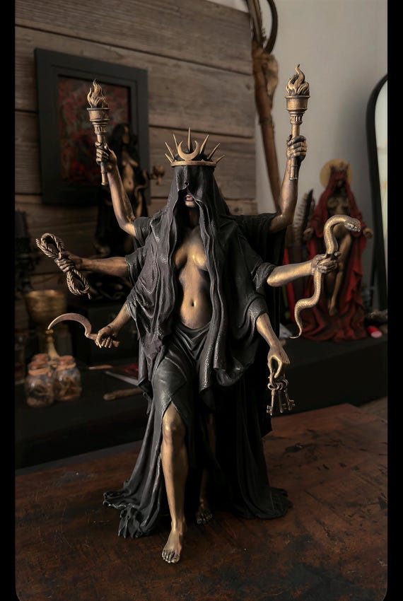 Hekate Apotropaia, 36 cm (≈ 14.2 inches),  Apotropaia, She Who Repels Evil - Resin Sculpture / Statue