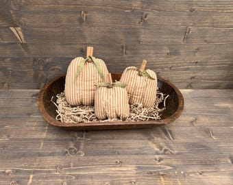 Pumpkin Trio - Primitive Striped Pumpkins