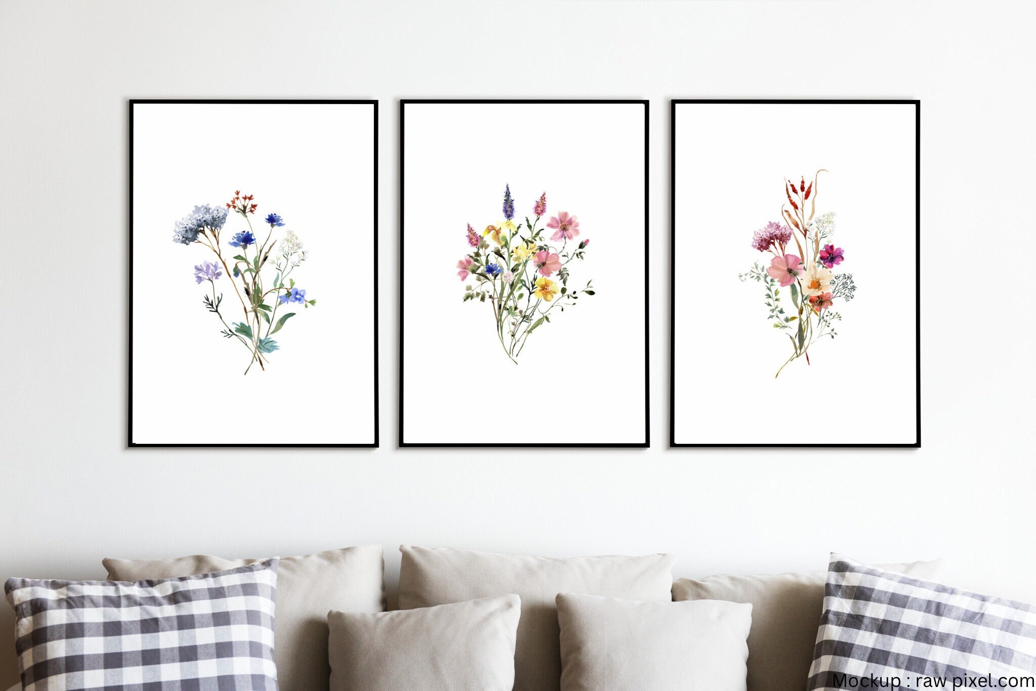 Printable Wall Art, Set of 3 Wildflower Prints, Floral Instant Art ...