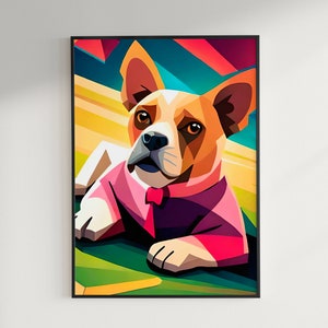 Cubist Dog Digital Print, Digital Art, Canine Painting, Pet Art Deco, Dog illustration, Cute Dog Portrait, Pet Art