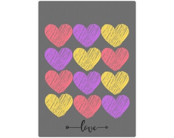 Love with colorful hearts Canvas Photo Tile