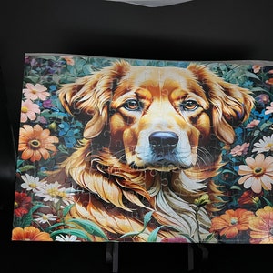 Puzzle, Golden Retriever, Floral. 120 pieces 12.2 x 8.66 inches