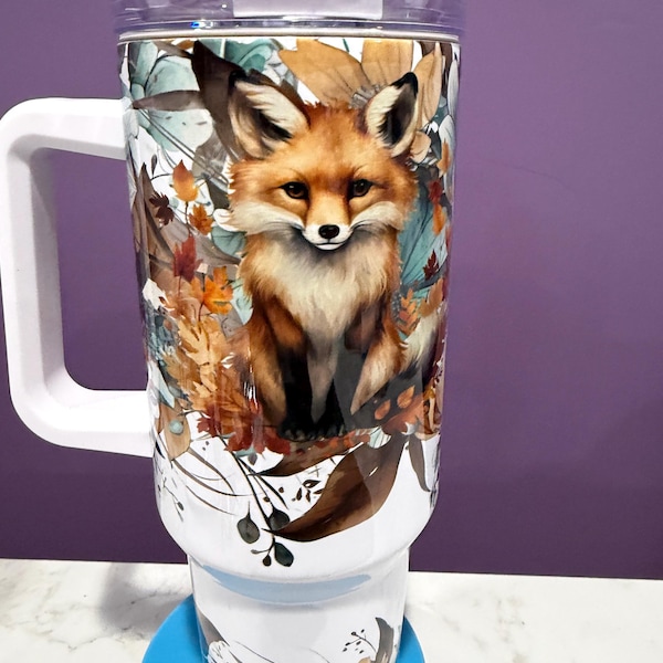 40 oz Fox w floral tumbler