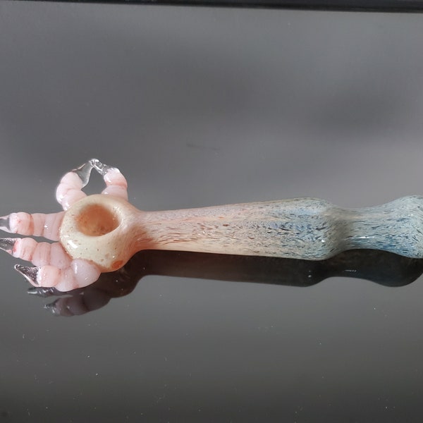 The devil's hand 7" Glass Tobacco Hand Pipe, Handmade Chillum