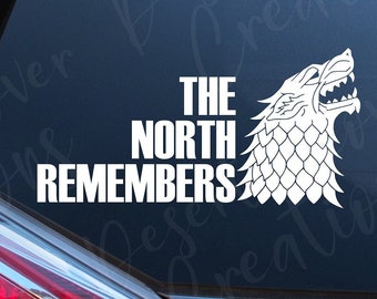 The North Remembers Vinyl Decal - Direwolves Car Decal -Direwolf Laptop sticker