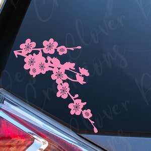 Cherry Blossoms Vinyl Decal - Japanese Cherry Blossom vinyl Decal - Flowers Sticker - Floral Border Car Decal -Cherry Blossom Laptop sticker