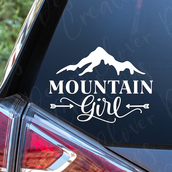 Mountain Girl Car Decal - Mountain Girl Car Decal - Love the Mountains decalcomania - Adesivo montagna