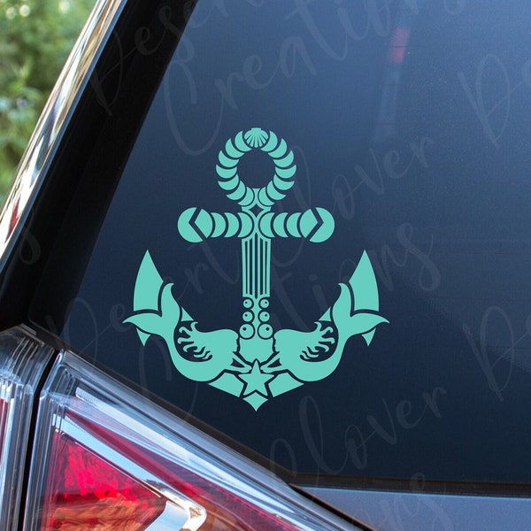 Anchor with Mermaids Vinyl Decal - Mermaids Vinyl Decal - Anchor Sticker - Anchor with Mermaids Car Decal -Nautical Laptop sticker - Mermaid