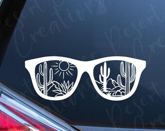 Sunglasses with Desert Cactus and Sun Landscape Vinyl Decal