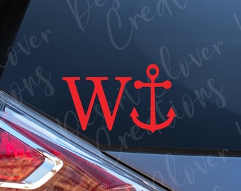 Wanker Vinyl Decal - W + Anchor Vinyl Decal - Nautische Sticker - Grappig Brits gezegde Wanker Sticker