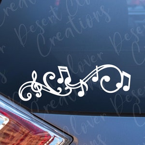 Muzieknoten bloeien vinyl decal - muzieknoten vinyl sticker - mooie muziek sticker - bladmuziek auto sticker - muziek maken laptop sticker