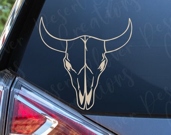 Cow Skull Vinyl Decal -  Bull Skull Vinyl Decal - Bull Sticker - Bull Horns