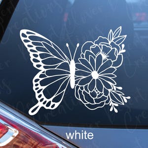 Floral Butterfly Vinyl Decal - Butterfly with Floral Wing Vinyl Decal - Butterflies and Flowers