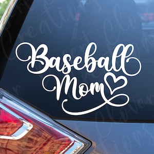 Baseball Mom with heart Vinyl Decal - Baseball Sticker - Baseball Parent Car Decal - Play Ball